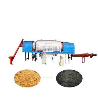 Hot gas use recycling rotary sawdust carbonization furnace charcoal making machine